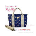 Custom made Girls Fashion navy and white polka dot handbag